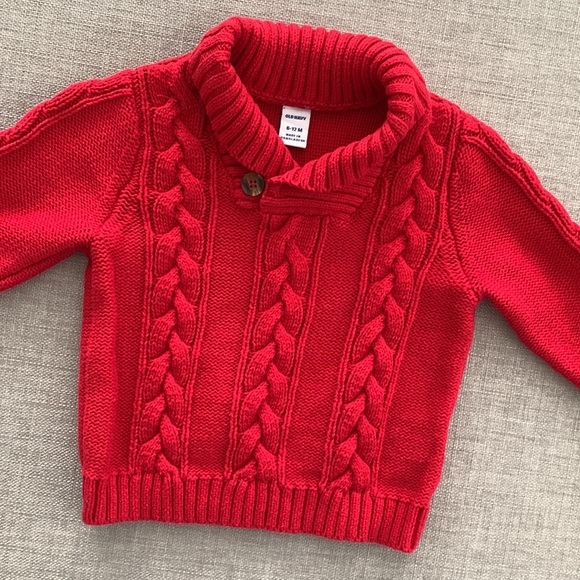 6-12m Old Navy red cable cardigan - Picture 3 of 5